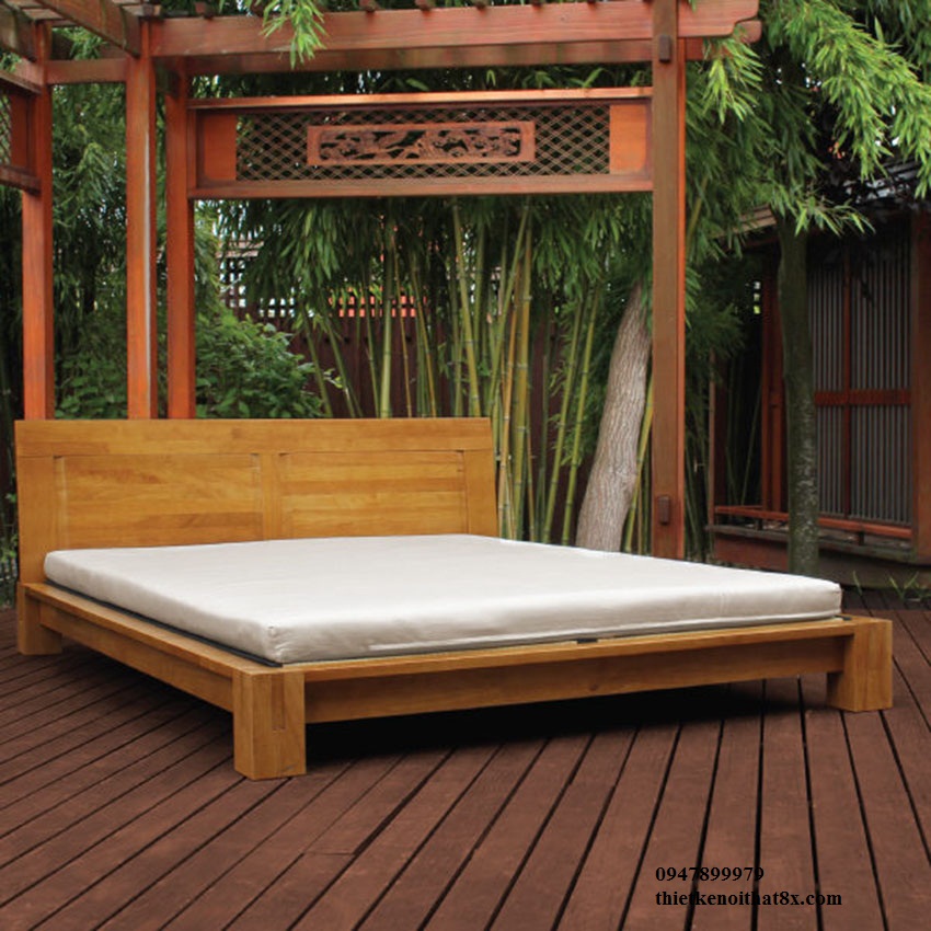  Giường ngủ gỗ sồi phong cách nhật bản GN-MHG075 