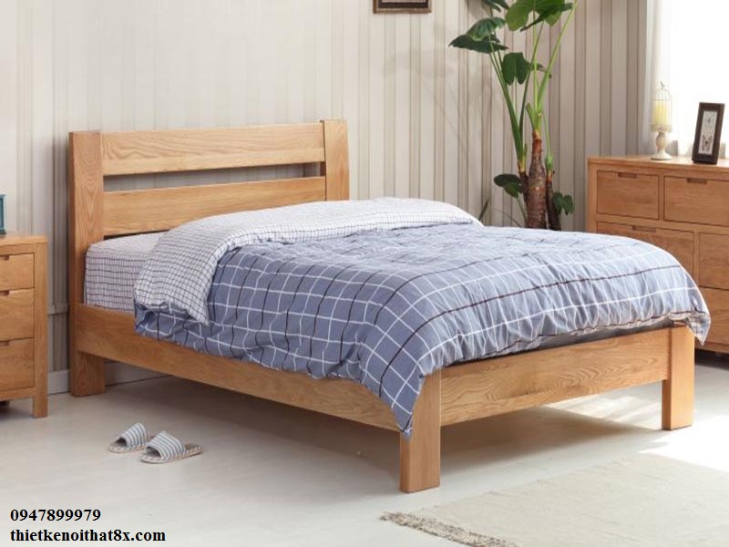  giường ngủ gỗ sồi mỹ thiết kế hiện đại GN-MHG069 