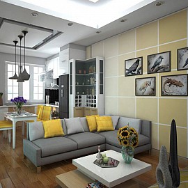 Thiết Kế Phòng Khách Phòng Bếp KĐT Xa La Hà Đông