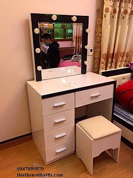 Bàn trang điểm kết hợp 2 màu đen trắng BP-MHG117
