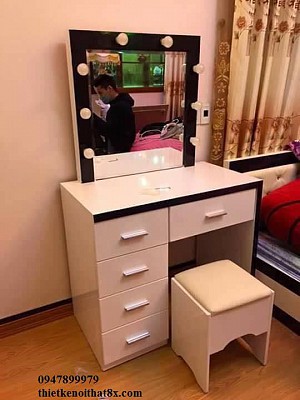 Bàn trang điểm kết hợp 2 màu đen trắng BP-MHG117