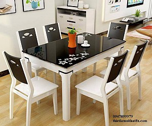 Bàn ăn gỗ sồi nga thiết kế hiện đại mã BA-MHG006