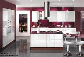 Tủ bếp Acrylic sự kết hợp của màu trắng và tím trẻ trung TB-MHG062