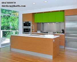 Tủ bếp gỗ HDF kháng ẩm dán laminate  TB-MHG063