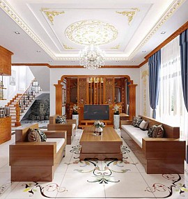 Thiết kế nội thất biệt thự gỗ gõ