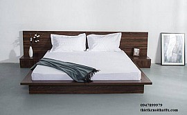 giường nhật  gỗ sồi phun màu óc chó GN-MHG071