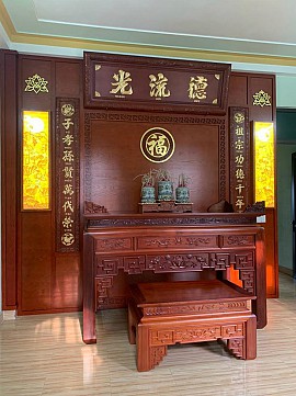 Combo ban thờ - hoành phi câu đối - tranh trúc chỉ