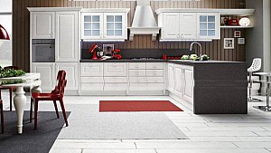 Tủ bếp gỗ tần bì màu trắng hình chữ L mã BT11