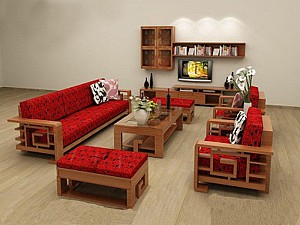 Bàn ghế phòng khách gỗ mã BG04