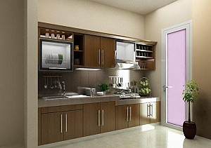 Tủ bếp laminate vân gỗ đậm mã BT20