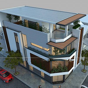 Thiết Kế Nhà Liền Kề 90m2 - 4 Tầng Hòa Bình