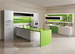 Tủ bếp gỗ nhựa cao cấp có đảo mã BT15