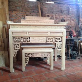án gian thờ 3 cấp hàng mộc chưa sơn mã AG-MHG021