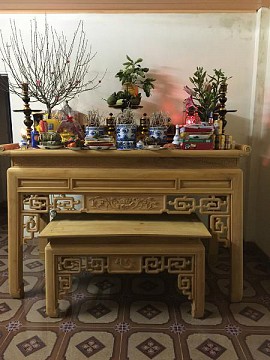 án gian gỗ mít họa tiết đài sen mã AG-MHG020