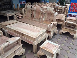 BỘ BÀN GHẾ TẦN THỦY HOÀNG CỘT 10 GỖ XÀ CỪ