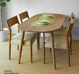 Bàn ăn gỗ sồi hình bầu dục BA-MHG101