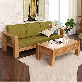 SOFA văng gỗ tự nhiên kèm đệm nỉ BSF-MHG086
